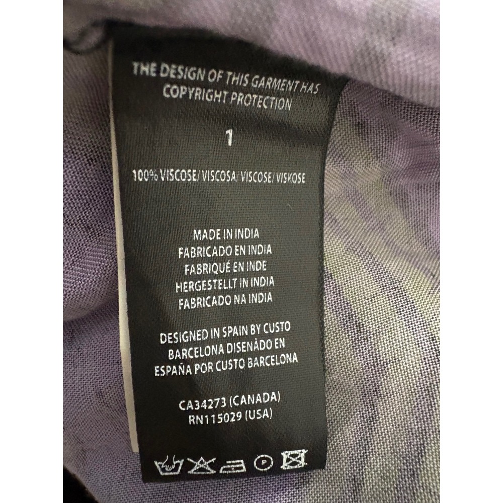 Custo Barcelona Mini Dress Women Purple Green Mosaic Print Beaded Smocked Size 1 - Picture 5 of 16